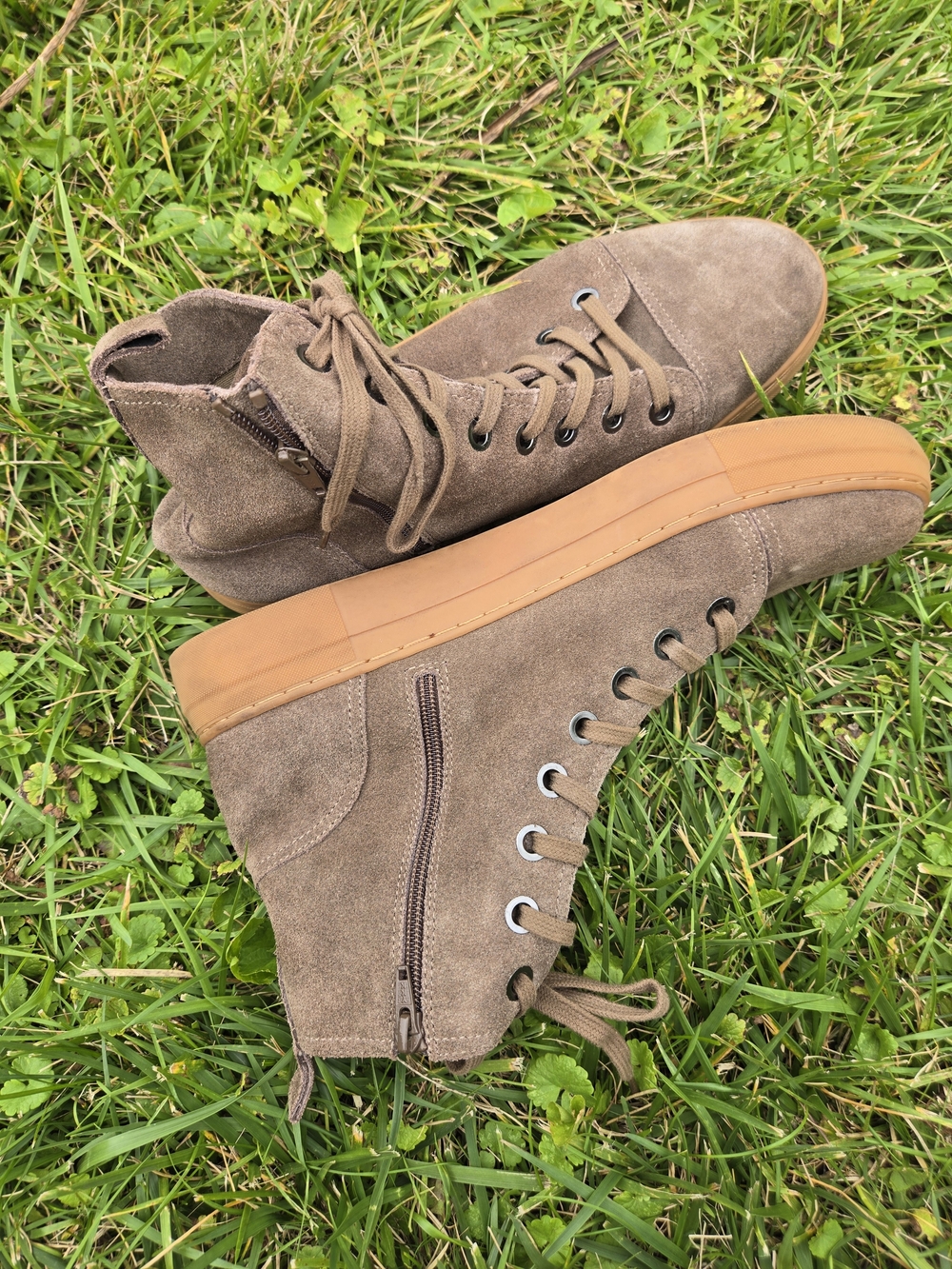 Steve Madden Brown Suede High Top Sneakers Men's Size 13 Side Zip Lace Up Casual